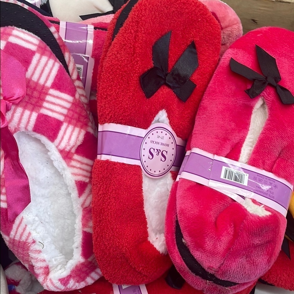 S&S Cozy Pink and Red Slippers